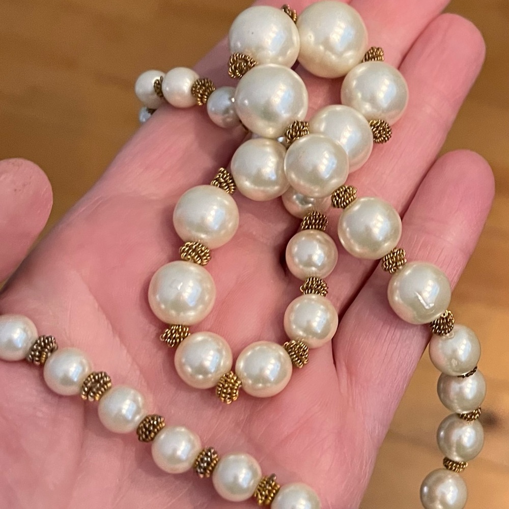 *SOLD*Faux Baroque & Gold-Tone Pearl Necklace